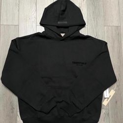 🔥 FEAR OF GOD ESSENTIALS HOODIE – BLACK (STRETCH LIMO) – SIZE L (NEW)