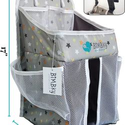 Hanging Diaper Caddy Organizer, Grey, Stacker For Crib, Nursery Storage For Changing Table, Practical And Ideal For Newborn Boy And Girl – 17’’ x 10’’ Thumbnail