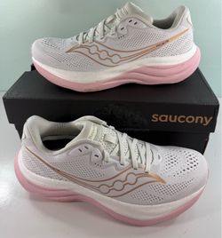 NEW Saucony Ride 19 Shoes Womens White Pink Running Athletic Sneakers