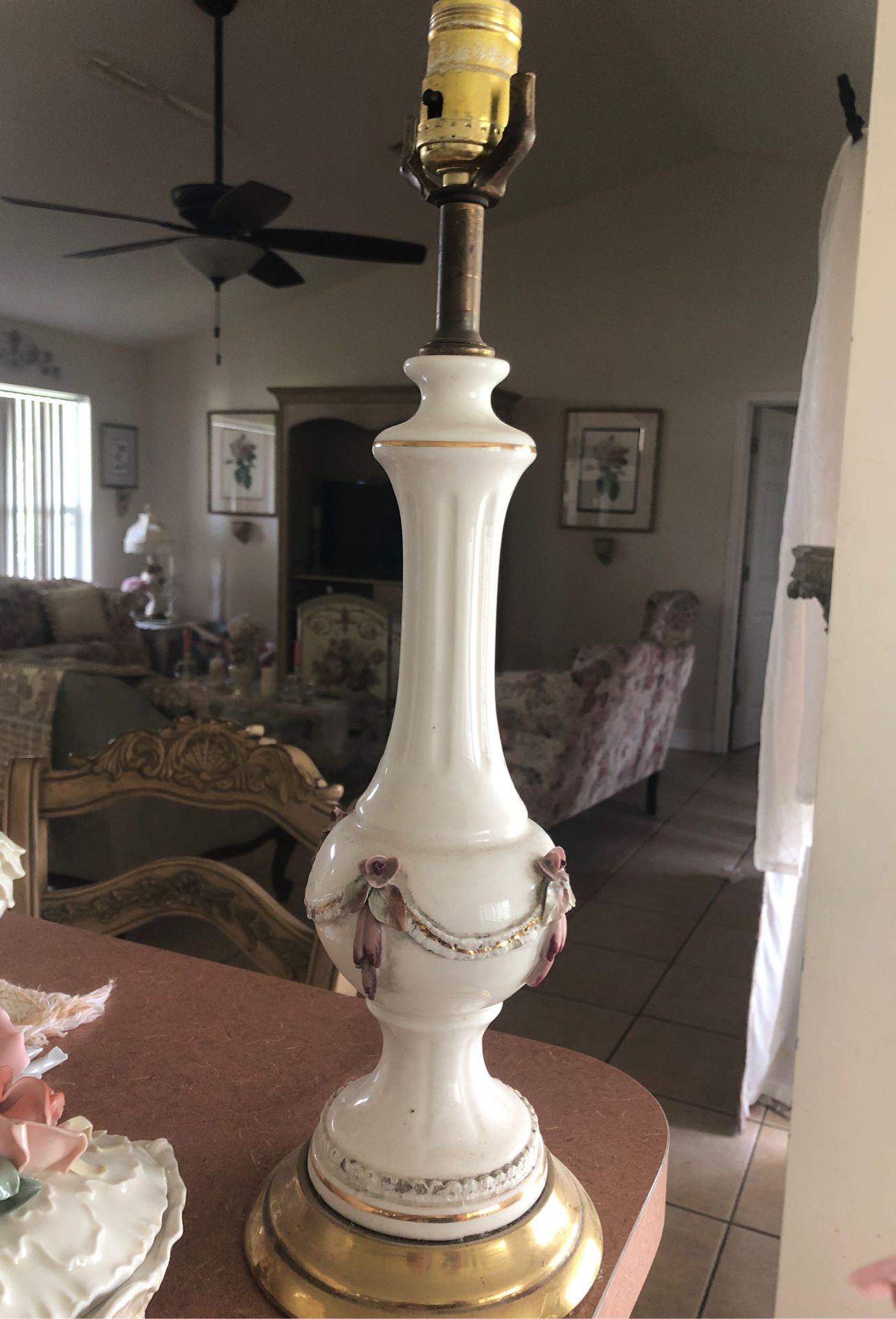 Small antique rose lamp
