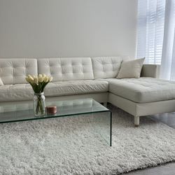 White Leather Sectional with Chaise