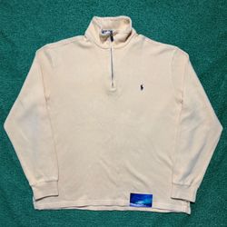 Vintage Polo Ralph Lauren Quarter Zip Fleece Yellow Large