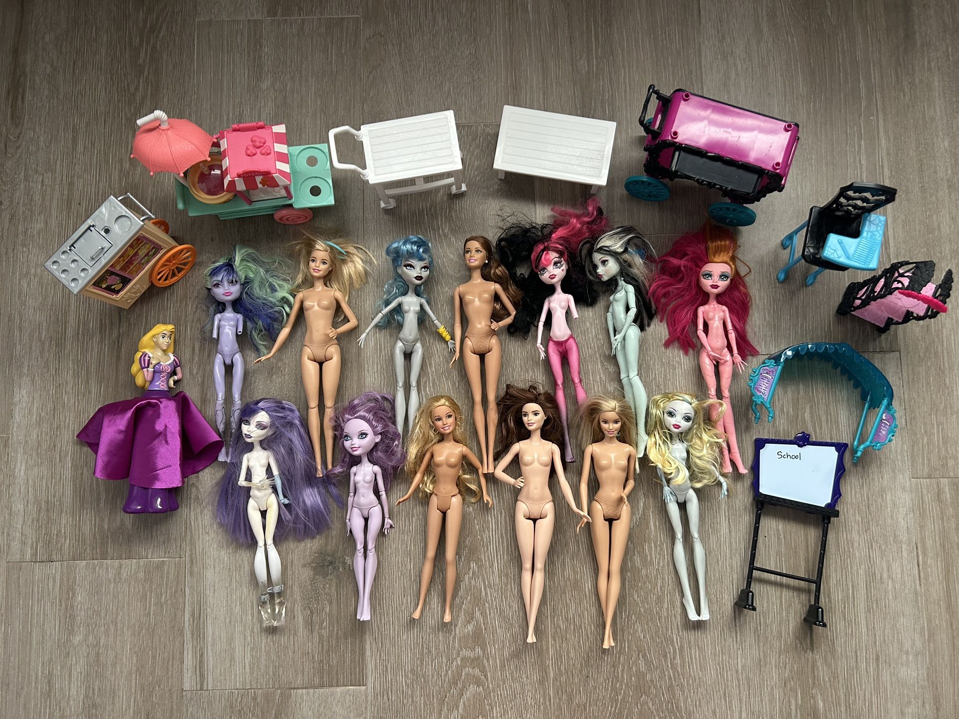 LOT Barbie Dolls And Accessories Video Game Hero Junior Doll Monster High