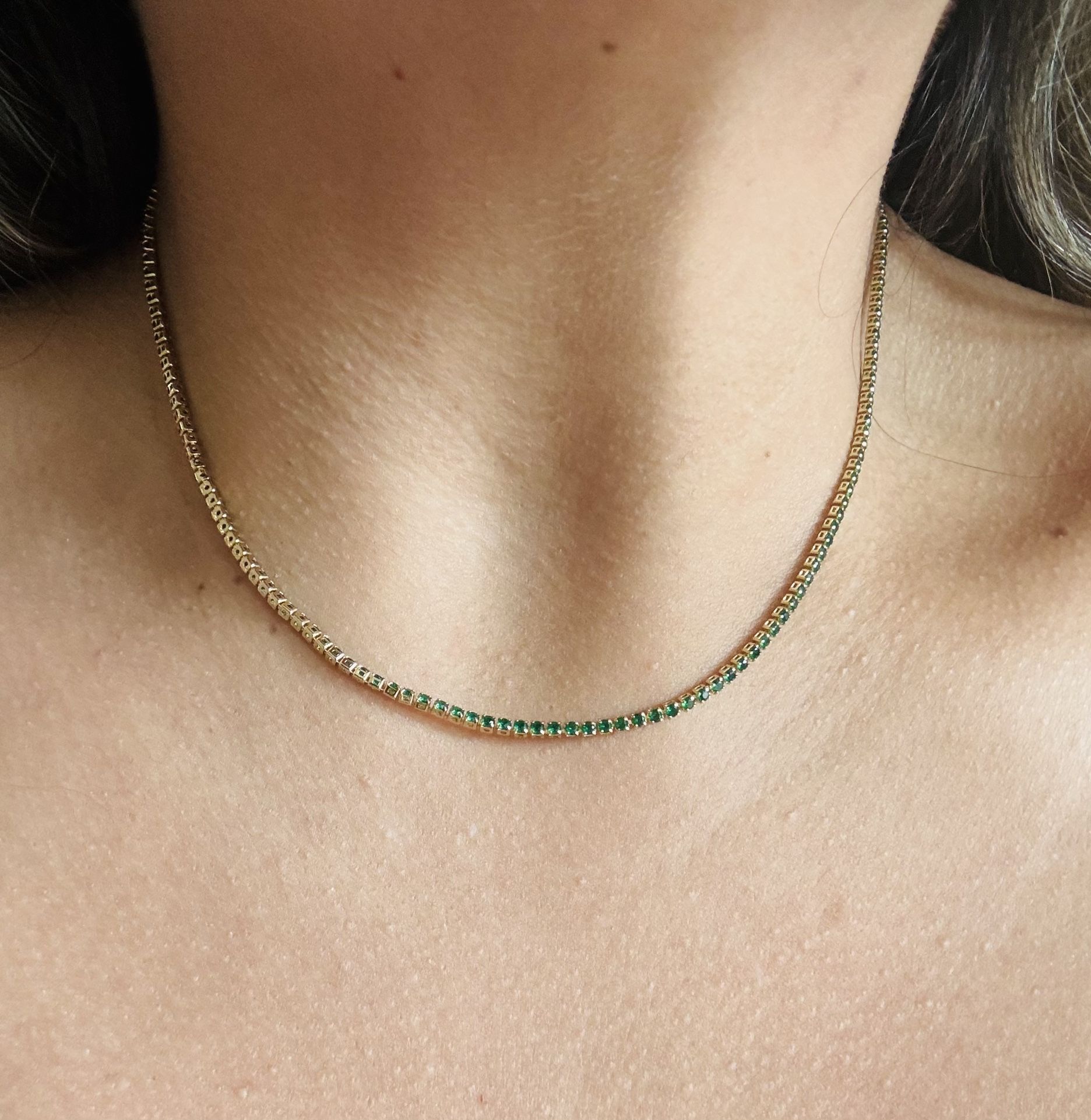 Cadena Choker Esmeraldas Oro 18k Laminado