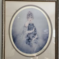 Louis Icart Print - Woman With Persian Cat