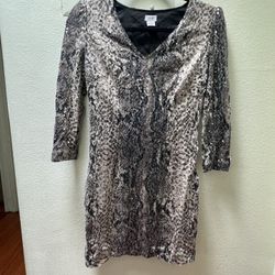 Women’s Cache Sequined Pencil Dress Size Small Snake Print 