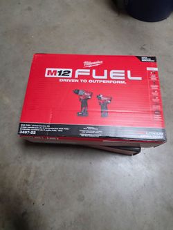 Milwaukee M12 FUEL 2-Tool Combo Kit, 1/2in. Drill Driver, 1/4in. Hex Impact Driver, 2 Batteries, Charger, Model# 3497-22