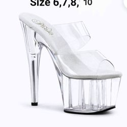 Pleaser Stilettos Clear Size 6,8,10