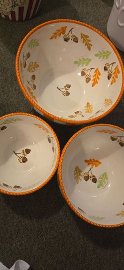 Fall Harvest Ceramic Mixing Bowl Set of 3