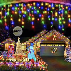 1280 Led Icicle Christmas Lights Outdoor Decorations 131 FT 8 Modes Timer IP44 Waterproof Christmas String Lights Changing LED Curtain Fairy Lights fo