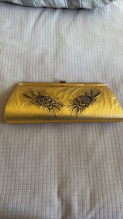 Vintage Gold Floral Evening Clutch