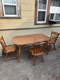 Vintage oak dining table with chairs