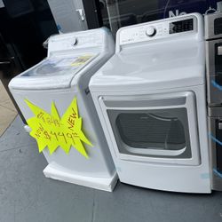 LG Top Load Washer + Gas Dryer Set White 