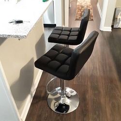 (NEW) $40 Each Adjustable Bar Stool Swivel Backrest Barstool Chair Backrest Counter Height 24-32”, Black