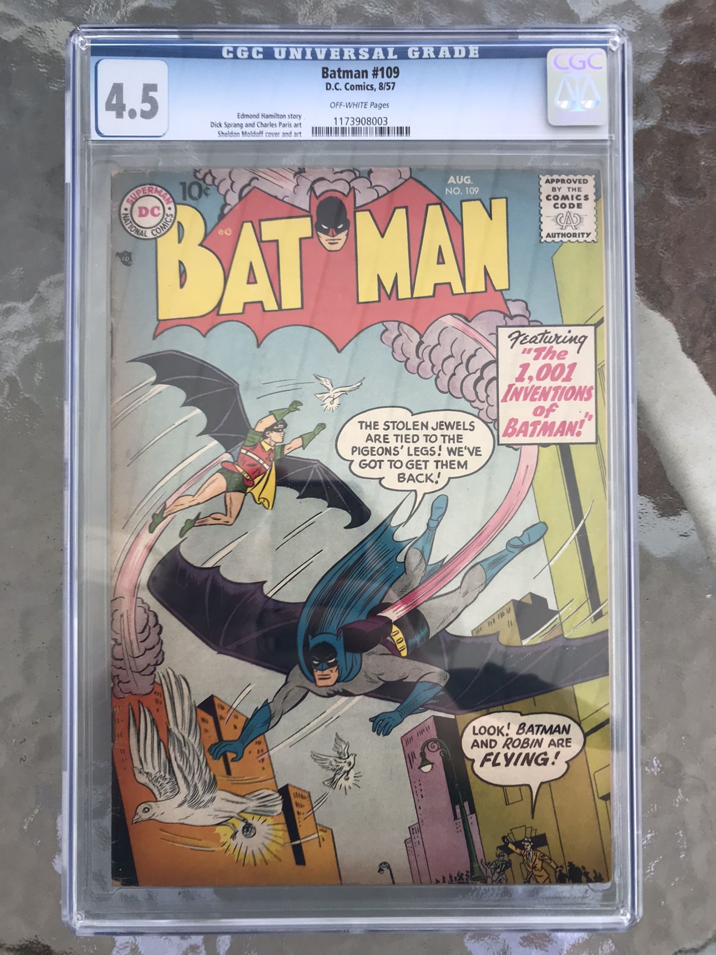 Batman #109 (1957) CGC 4.5 — Flying Batman and Robin cover by Sheldon Moldoff