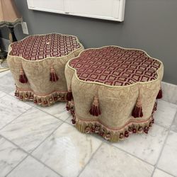 SET OF TWO CLOTH MATERIAL BENCH CHAIRS