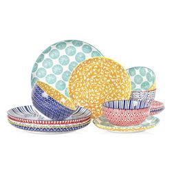 Selamica Ceramic Plates and Bowls Sets,12 Pieces Dinnerware Sets for 4,Scratch Resistant Dish Set,Dishwasher & Microwave Safe, Assorted Colors $69.99