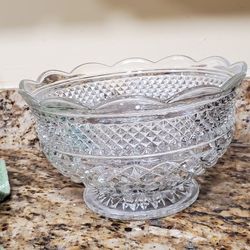 Vintage Glass Punch Bowl 6" X 10"