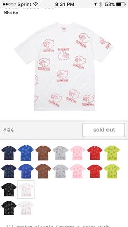 BRAND NEW SUPREME NYC GONZ HEAD T SHIRT WHITE AND RED SIZE MEDIUM RARE AUTHENTIC SOLD OUT FALL WINTER SUPREME DROP WEEK ONE WITH COPY OF RECEIPT AUTH