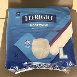 Brand New FitRight Super Adult Incontinence Underwear, Maximum Absorbency, Large, 40"-56", 4 Packs of 20 (80 Total) $40/ Shipping & Delivery Available
