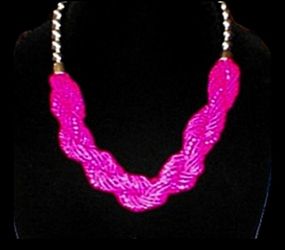 Statement Necklace Pink Twisted Beads