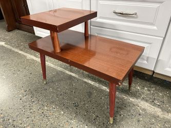 Vintage Cherry Mid Century 2-Tier Rectangular End Table