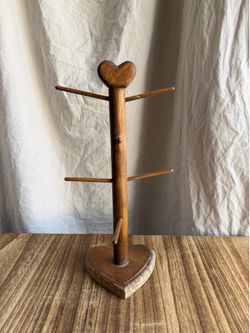 Vintage Wooden Heart Mug Tree