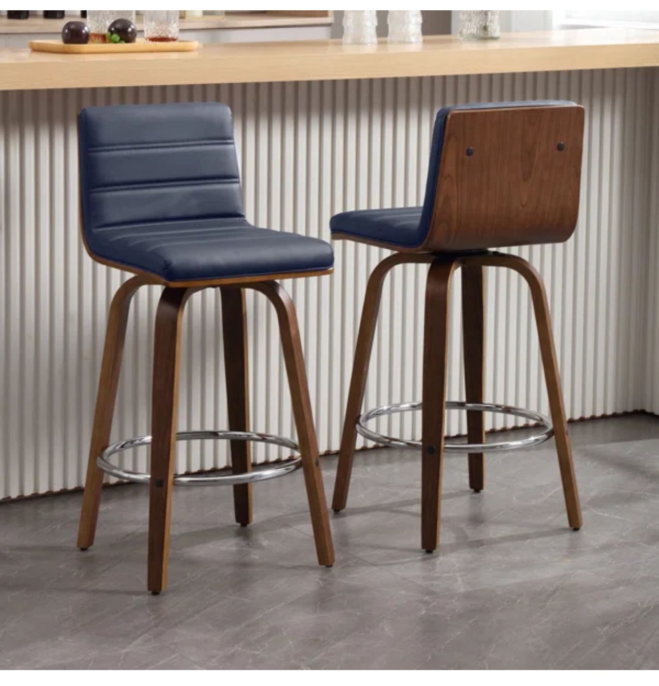 Faux Leather Upholstered Swivel Bar Stools, Counter Stool