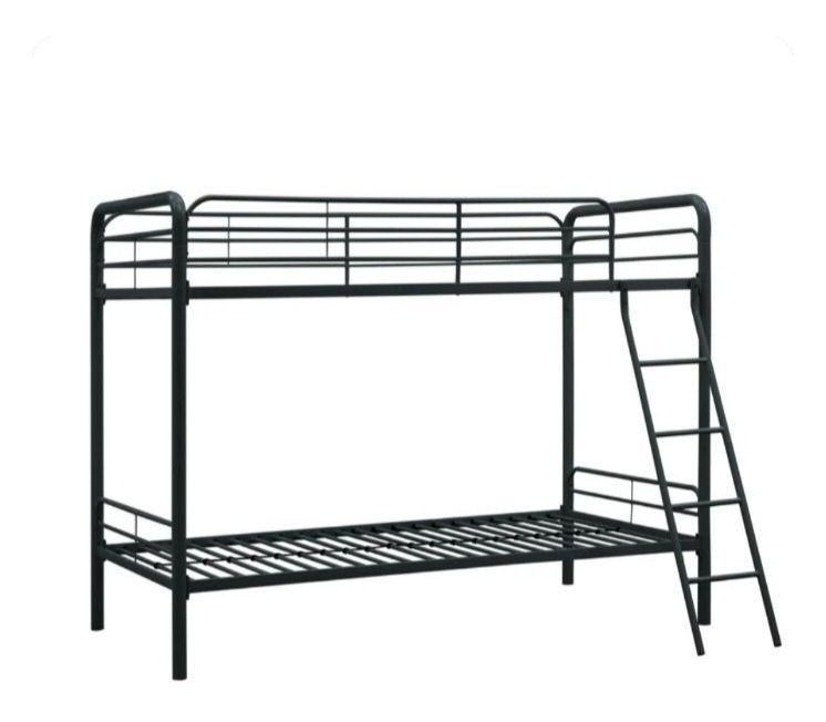 Twin Over Twin Bunk Bed W/ Mattresses 