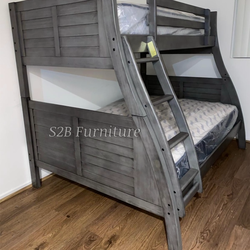 Twin full size gray Bunkbed with orthopedic mattress