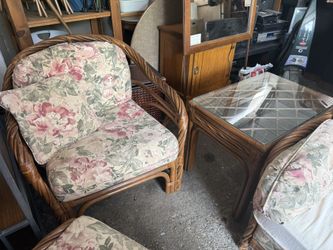 Patio Porch Chair With Side Table And Ottoman