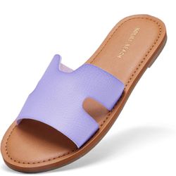 Womens Flat Slide Sandals, H Band Dressy Size 10