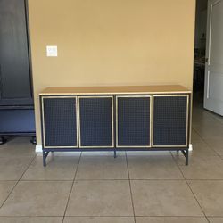 Cabinet Black Sideboard Entry Credenza Metal Wicker 