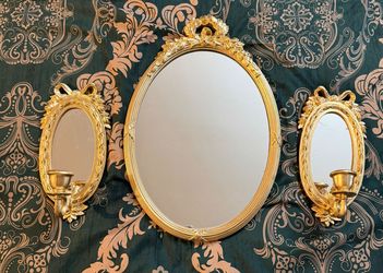 Mirror and 2 Sconces set wall decorations