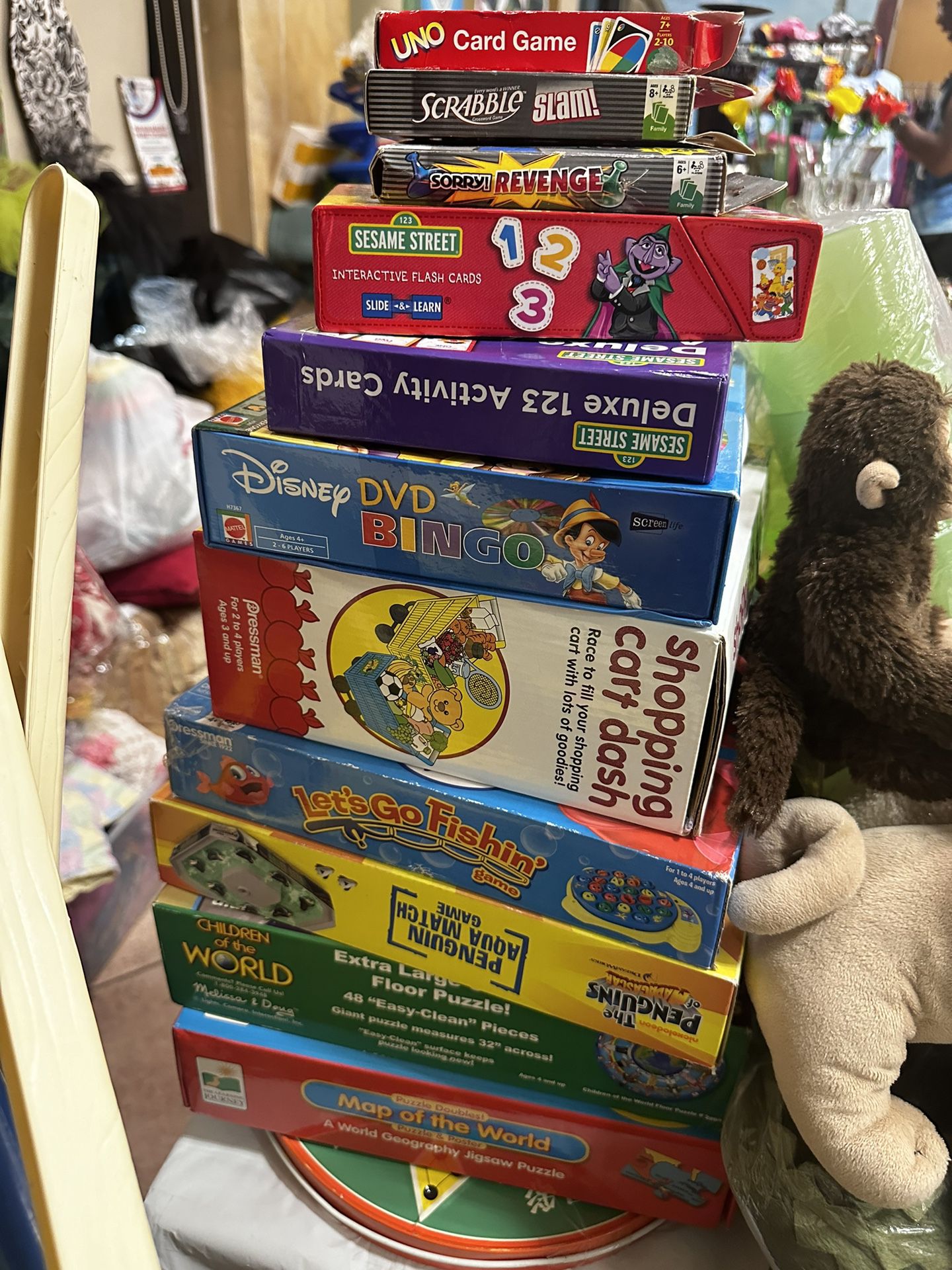 Assortment of Board Games, Educational Games, Playing Cards, & Flashcards