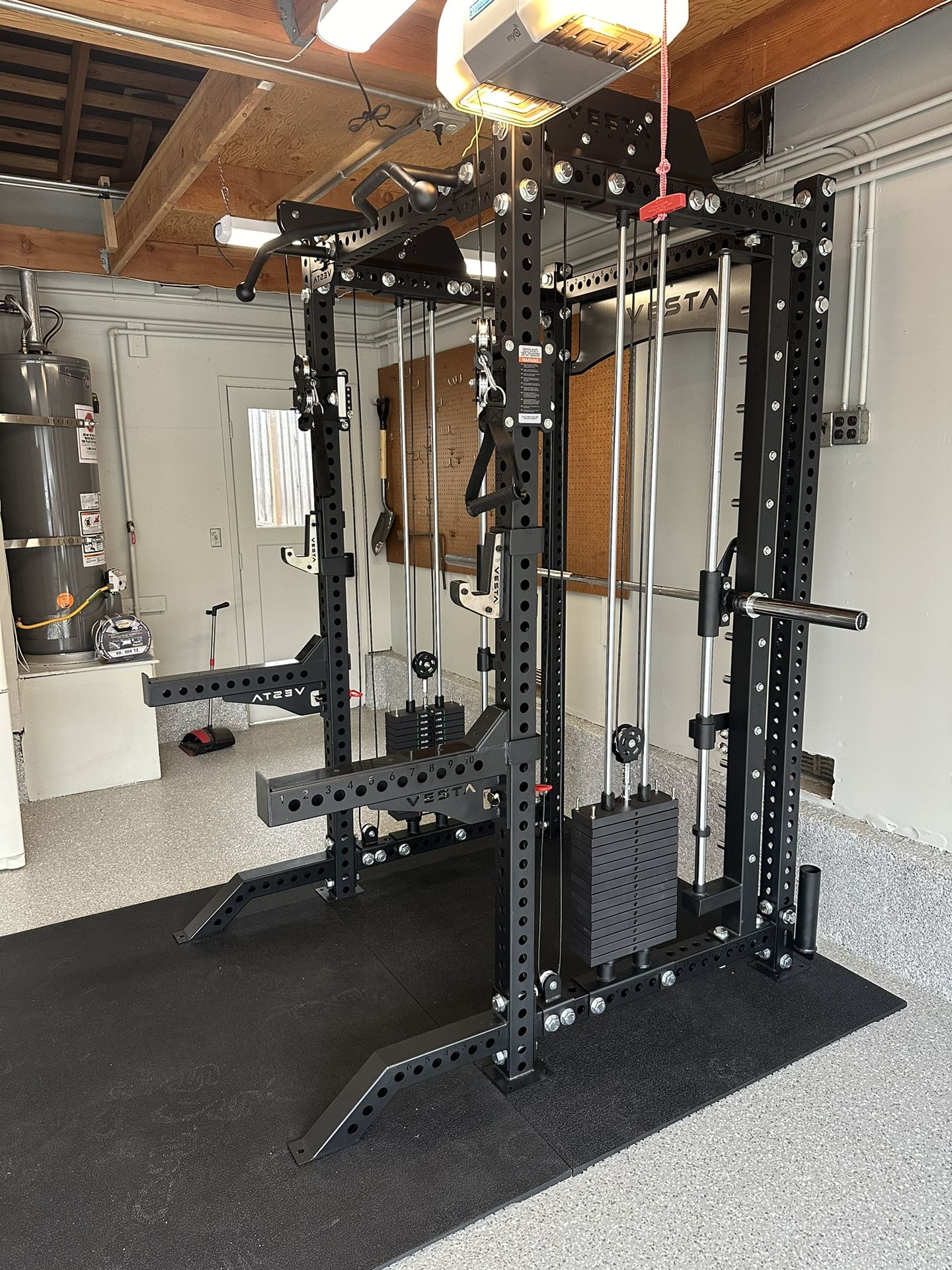 PRO SERIES Ultimate Half Rack Functional Trainer w/Smith Machine Bar 320lb Stack Gym Equipment Fitness Commercial Squat Rack