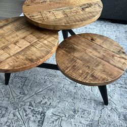 Wood & Metal Multi Level Coffee Table