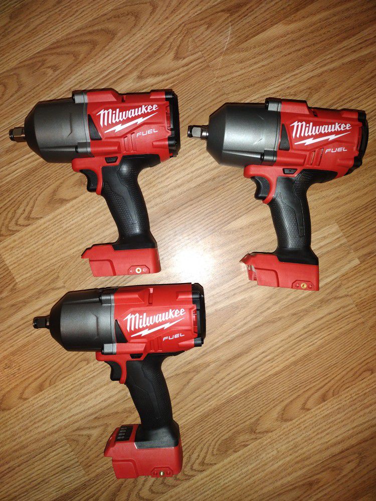 3 Milwaukee 1/2 Impact Wrenchs 1400 Ft -lb Tool's Only 