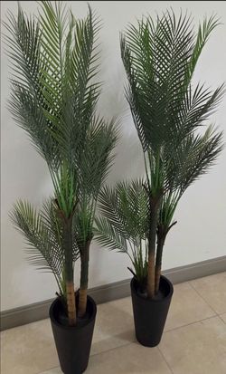 *** REDUCED *** PAIR of 60" Faux Areca Palms in 15" (Tall) Brown Planters (2 for $120) @ Lasting Creations
