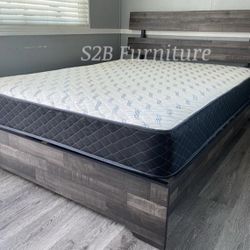 Full Size Rustic Platform Bed With Ortho Mattress Included 