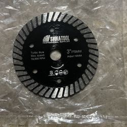 SHDIATOOL Tile Diamond Saw Blade,3In/75mm x Arbor 3/8In/10mm for Ceramic,Hard Porcelain,Glazed Tiles Dry Cutting disc
