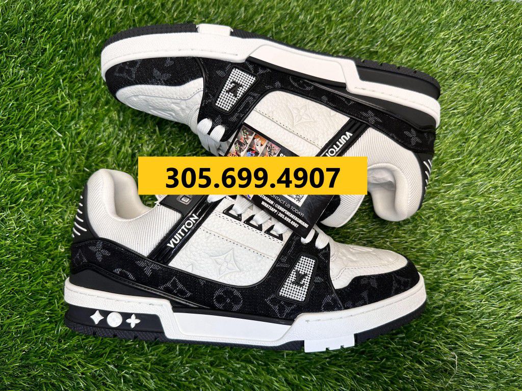 LOUIS VUITTON LV TRAINER WHITE BLACK NEW FOR SALE SNEAKERS SHOES