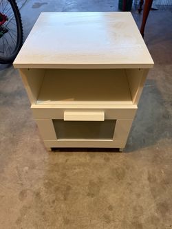 White Nightstand with Drawer and Open Shelf