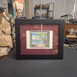 Vintage Late 20th Century Matted & Framed Watercolor Print From The Caribbean Collection By Pat Flavelle 12"W x 10"H