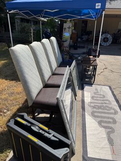 4 high back dinning chair in great condition leather seat wood legs sturdy asking 150 for all 4 need gone