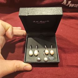 Cultured Freshwater Pearl Earring Set in Sterling Silver (7-1/2mm)