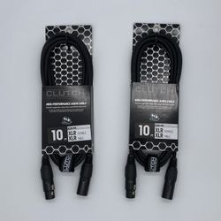 2 Clutch 10’ XLR Female to XLR Male Microphone/Speaker Cables 