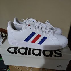 Adidas Grand Court TD Men's Shoes Size 12 Cloud White Royal Blue Vivid Red Brand New Condition