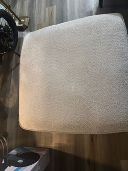 Large Cream Boucle Ottoman Footstool