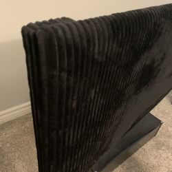 Queen Size Platform Bed Frame Black Upholstered Headboard, Footboard & Sides w/ Wooden Slats  